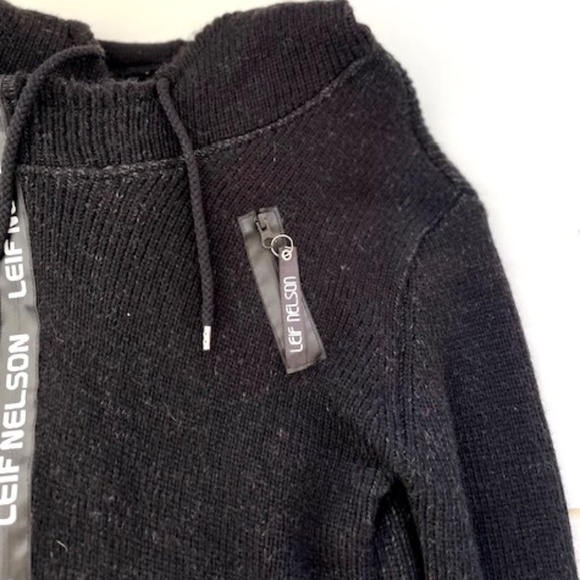 Lief Nelson Dark Black/Grey Hooded Sweater - Picture 3 of 6